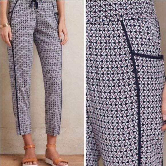 Anthropologie Hei Hei printed casual cropped pants sz M - Picture 2 of 9